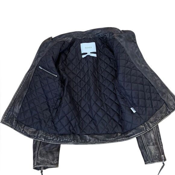 EAVES Gia Leather Moto Jacket in Brown small - Picture 6 of 8